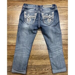 Rock Revival Betty Jeans Women's Skinny Blue Distressed Embellished Denim Sz 27